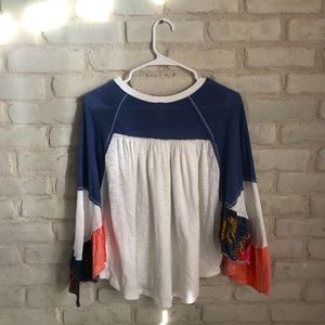 We The Free Blouse Colorful Fun Sleeves Size S